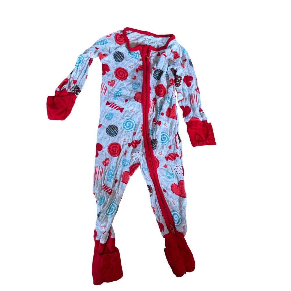 Little Sleepies heart Valentines print bamboo sleeper one piece pajama infant